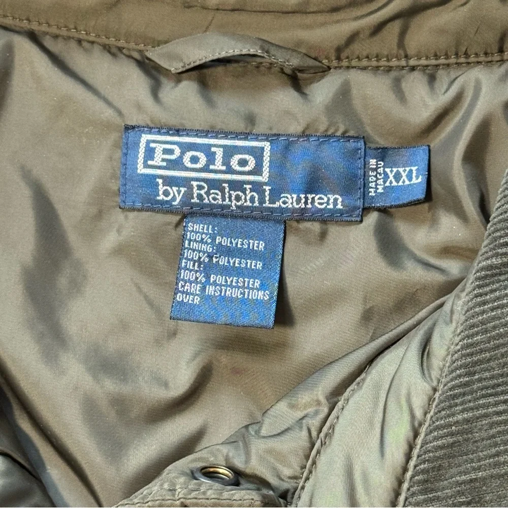 Vintage Polo Ralph Lauren Jacket Adult Green Snap Puffer Quilted Coat Mens XXL - Picture 6 of 8